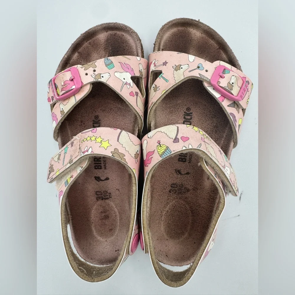 Birkenstock Sz 30 Kids Rio Unicorn Sandals - Pink. Well-worn, well-loved!